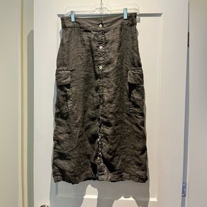 C&C California 💯 Linen Midi Cargo Utility Style Skirt